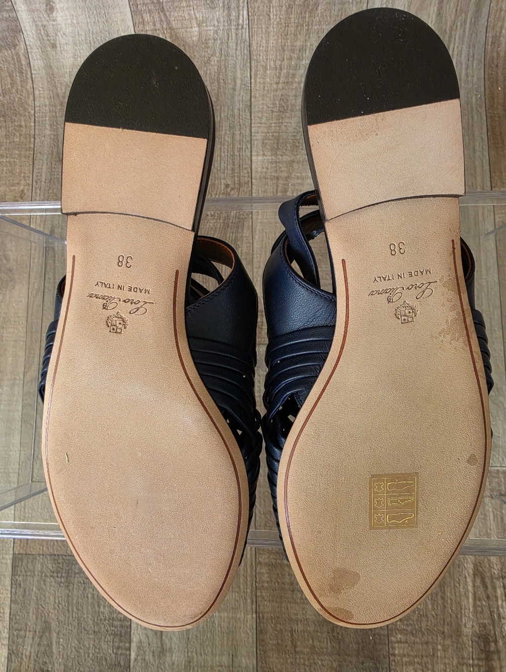 Loro Piana Blue Woven Leather Kristin Flat Sandals Size 38 - Picture 15 of 16